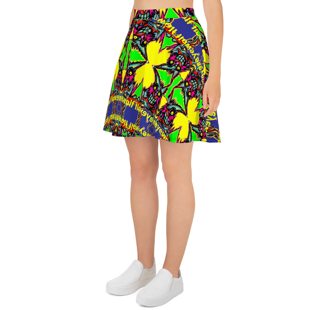 Crazy wolf Skater Skirt