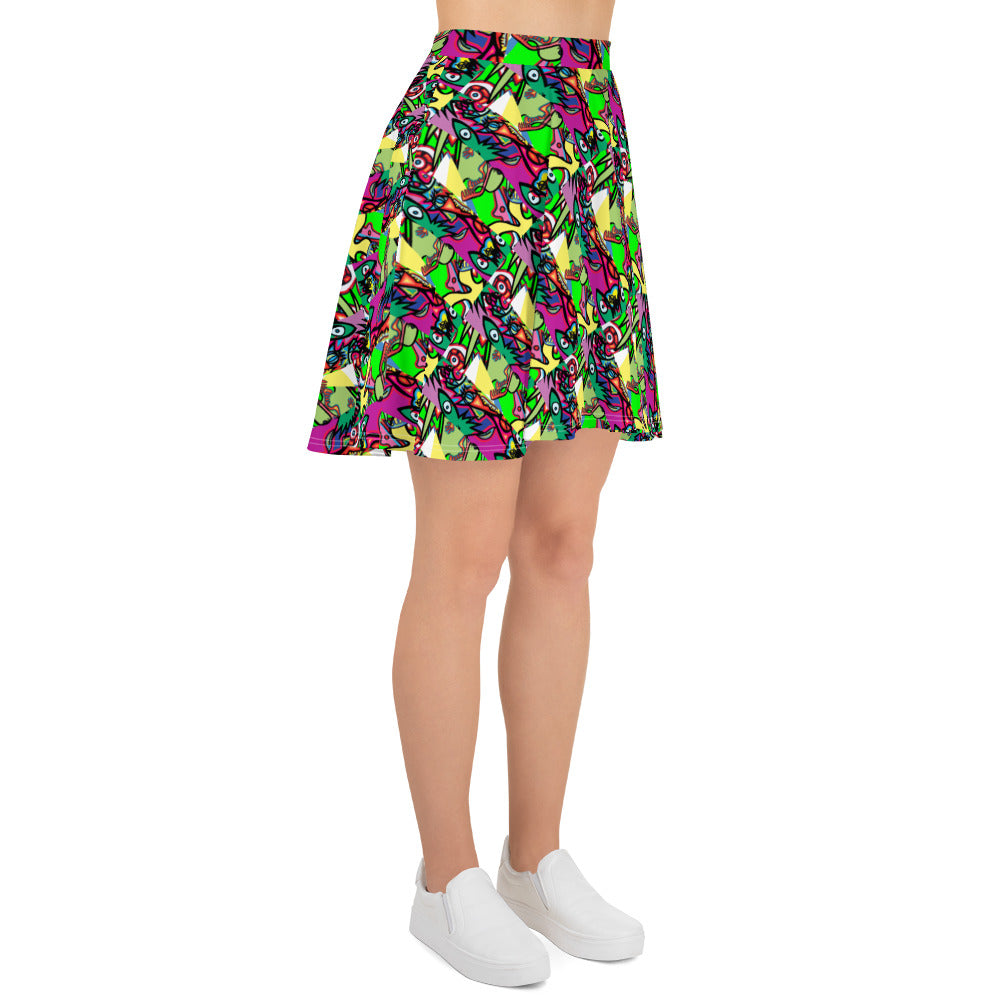 1eyewolf party Skater Skirt