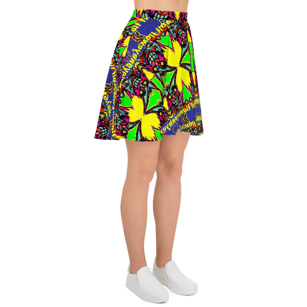 Crazy wolf Skater Skirt