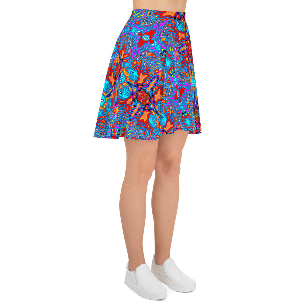 Blue surfer Skater Skirt