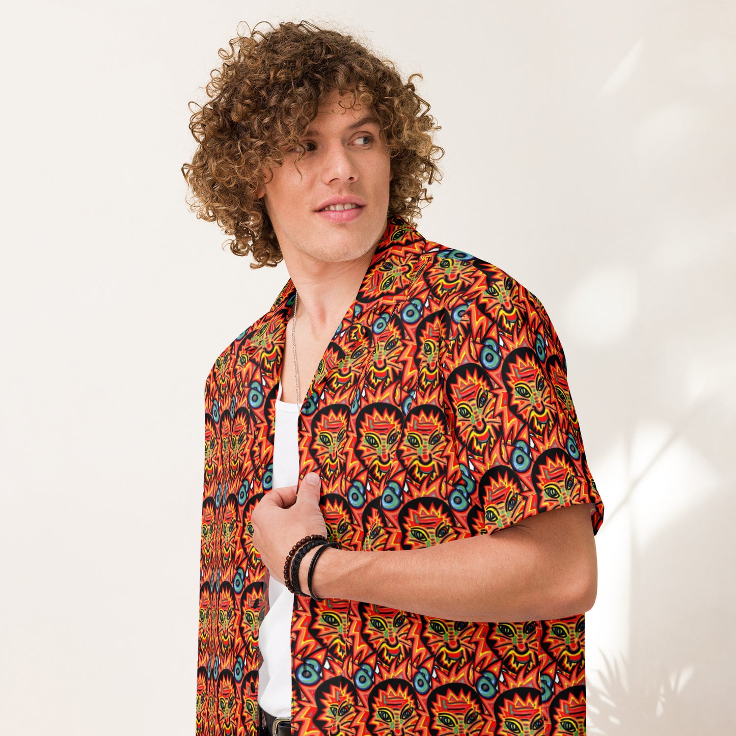Wolf in a tiger suit Unisex button shirt