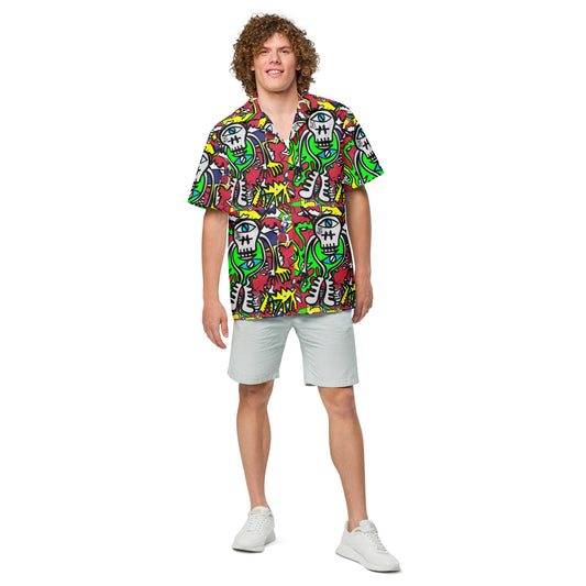 Skull dog Unisex button shirt
