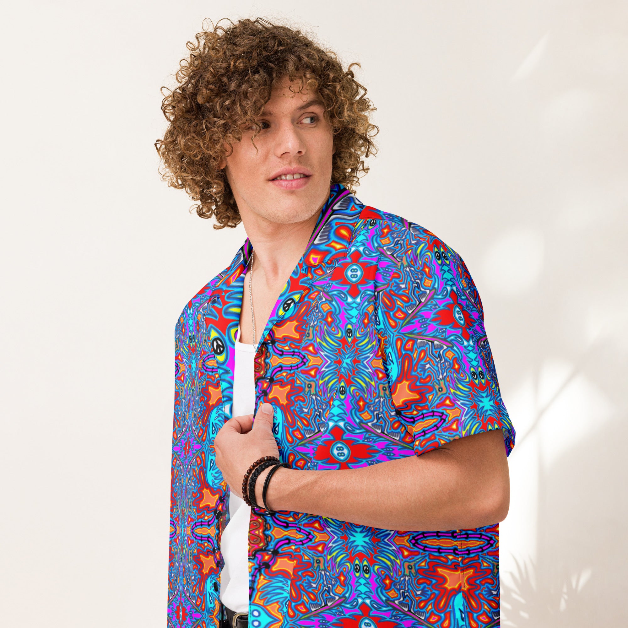 electro blue 1eyewolf Unisex button shirt