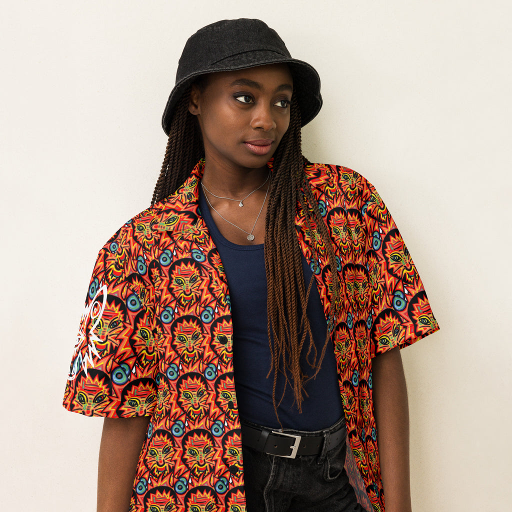 Wolf in a tiger suit Unisex button shirt