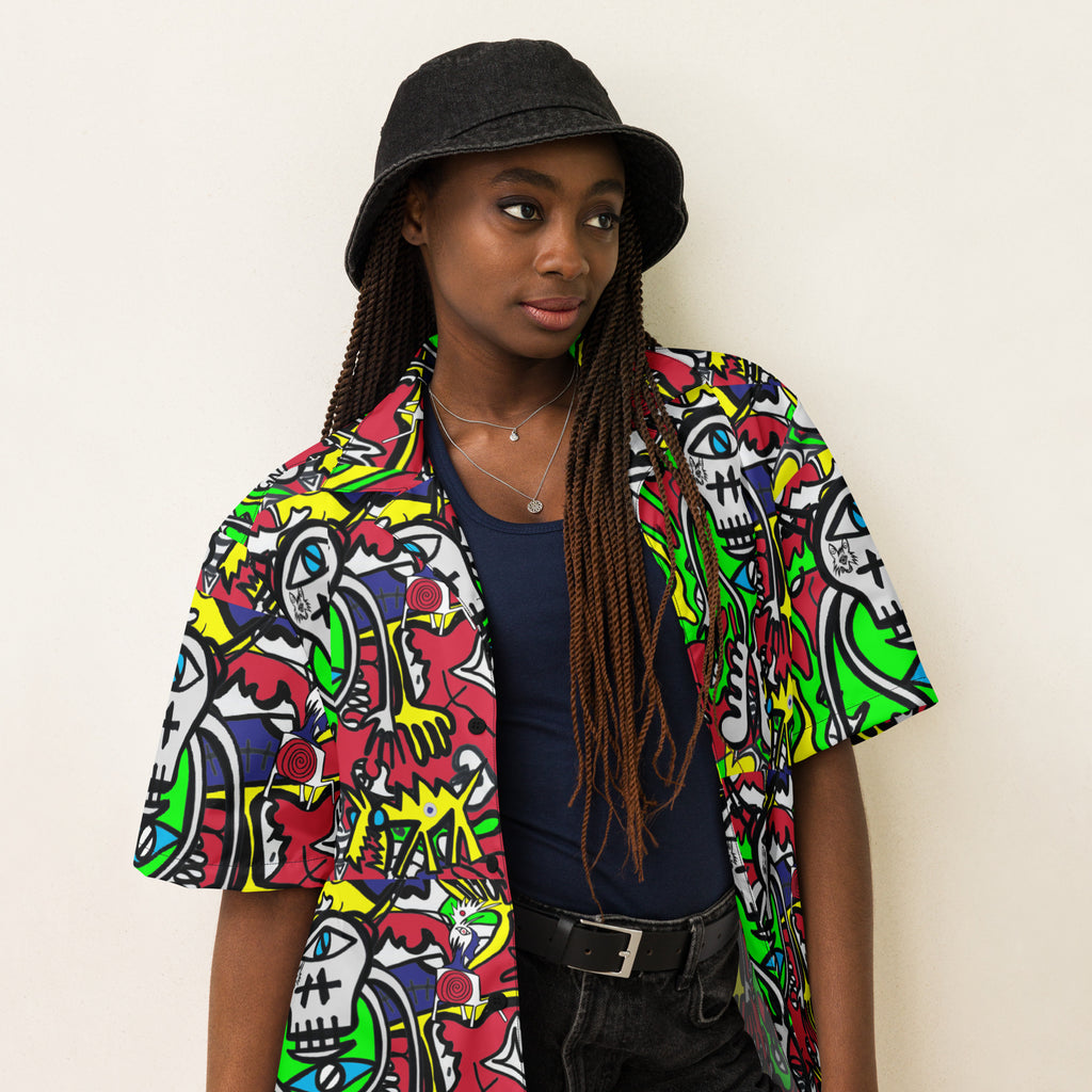 Skull dog Unisex button shirt