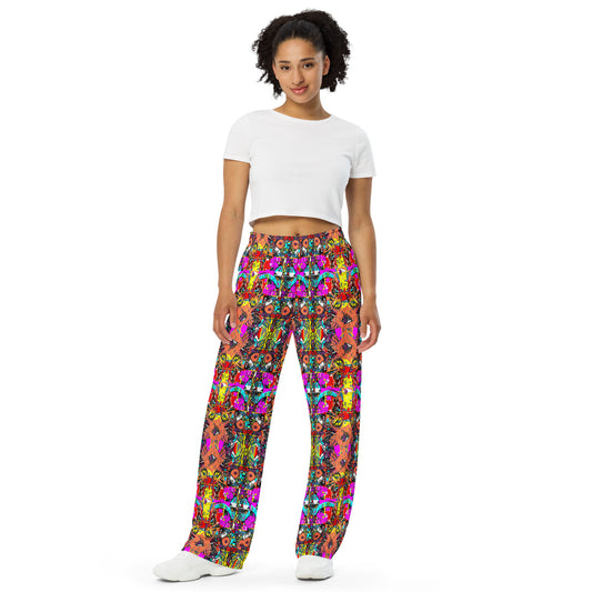 80s All-over print unisex wide-leg pants