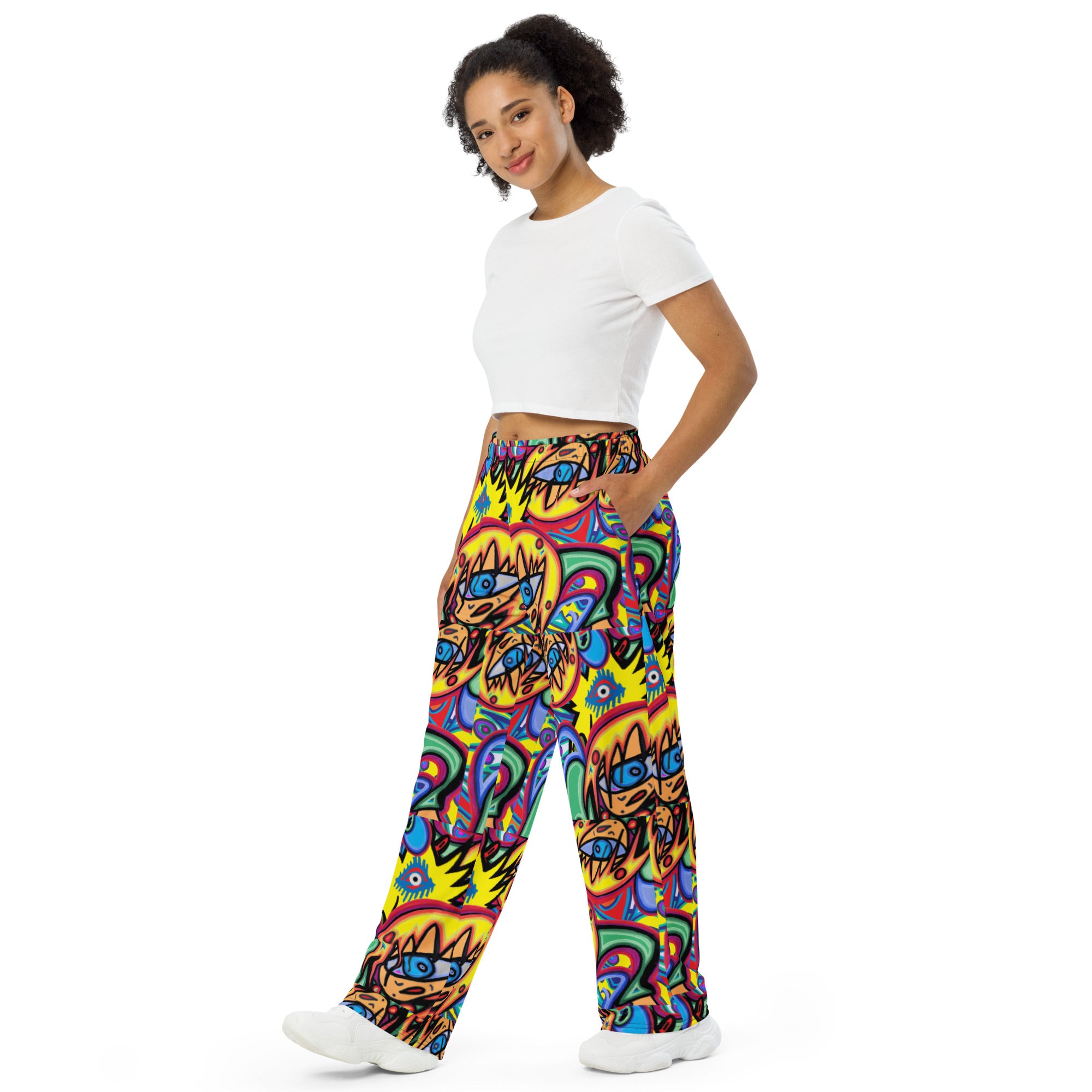 All-over print unisex wide-leg pants