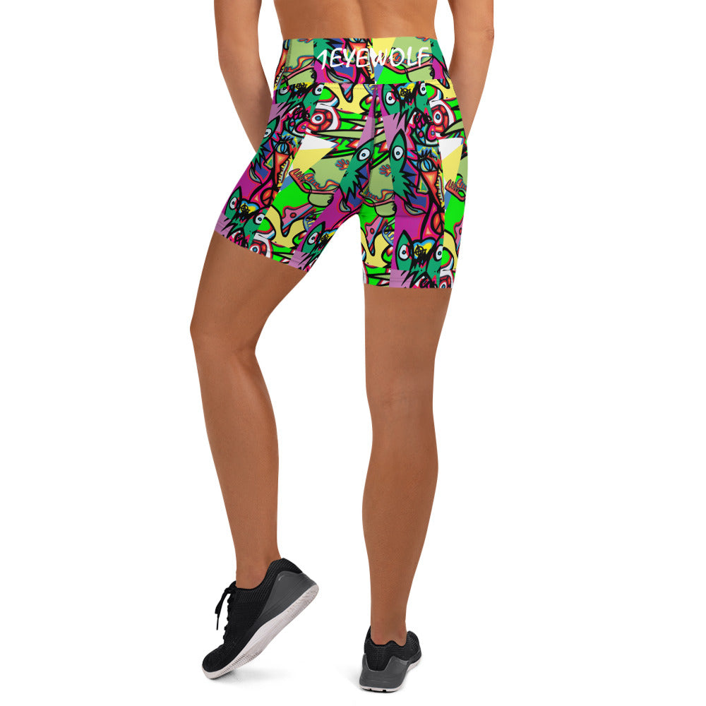 Cartoon mix Yoga Shorts