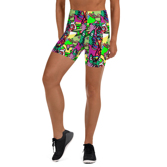 Cartoon mix Yoga Shorts