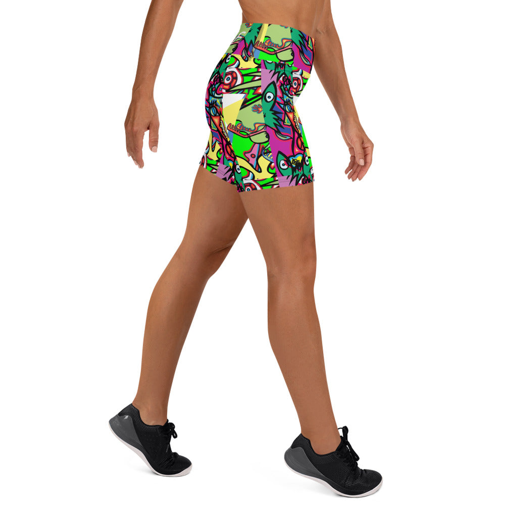 Cartoon mix Yoga Shorts