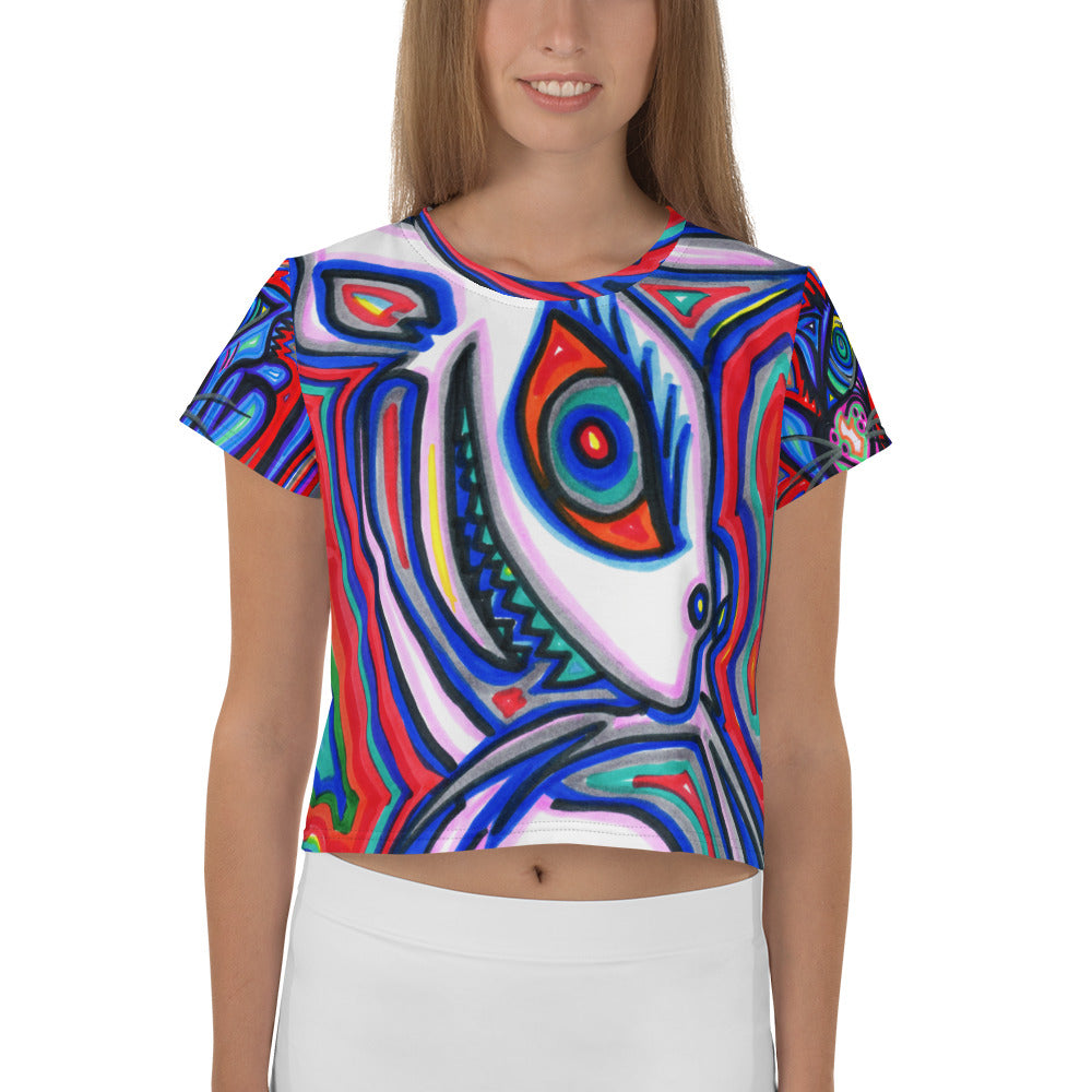 IT WOLF All-Over Print Crop Tee