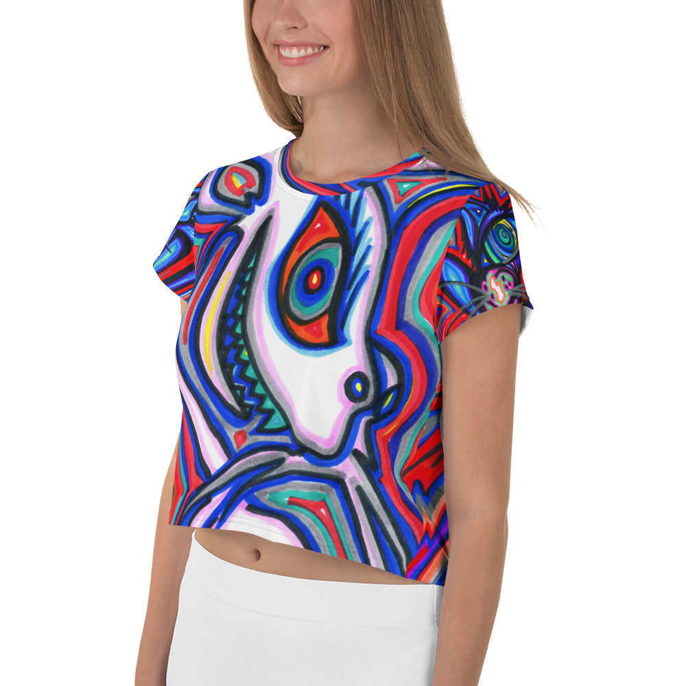 IT WOLF All-Over Print Crop Tee