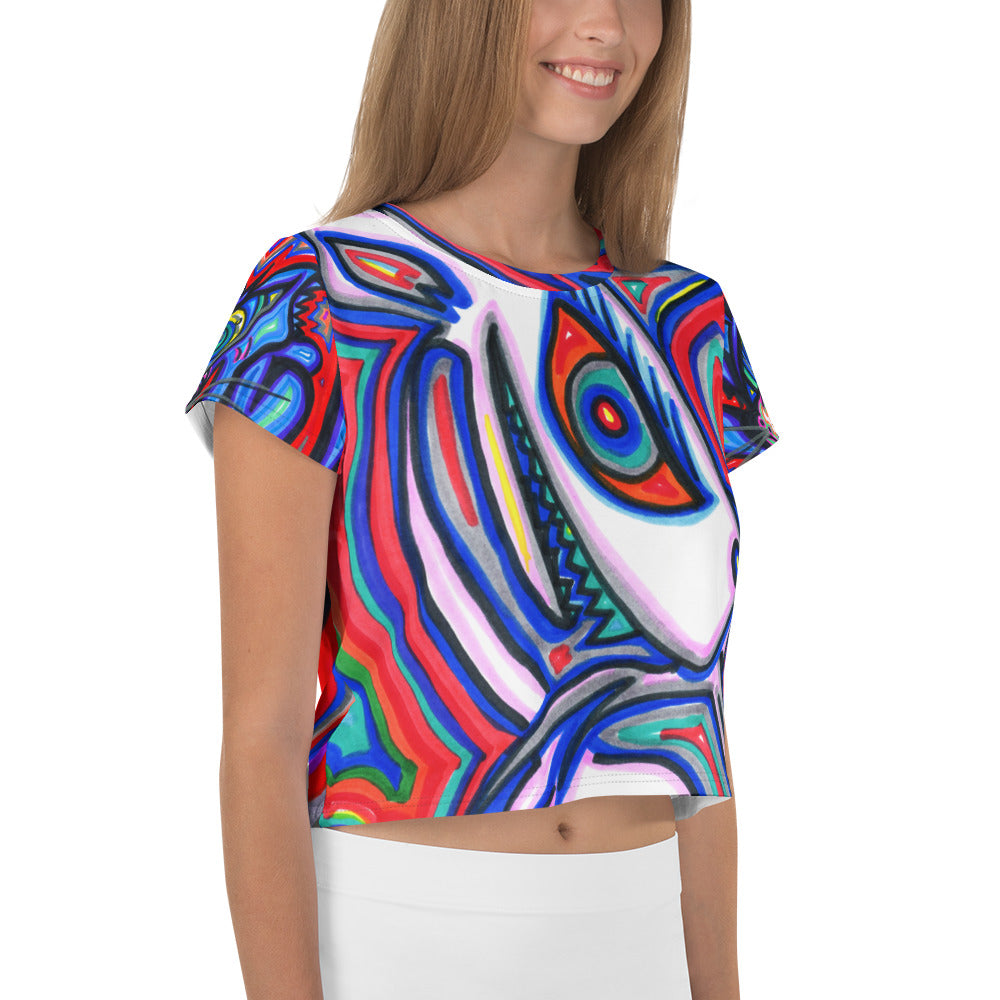 IT WOLF All-Over Print Crop Tee